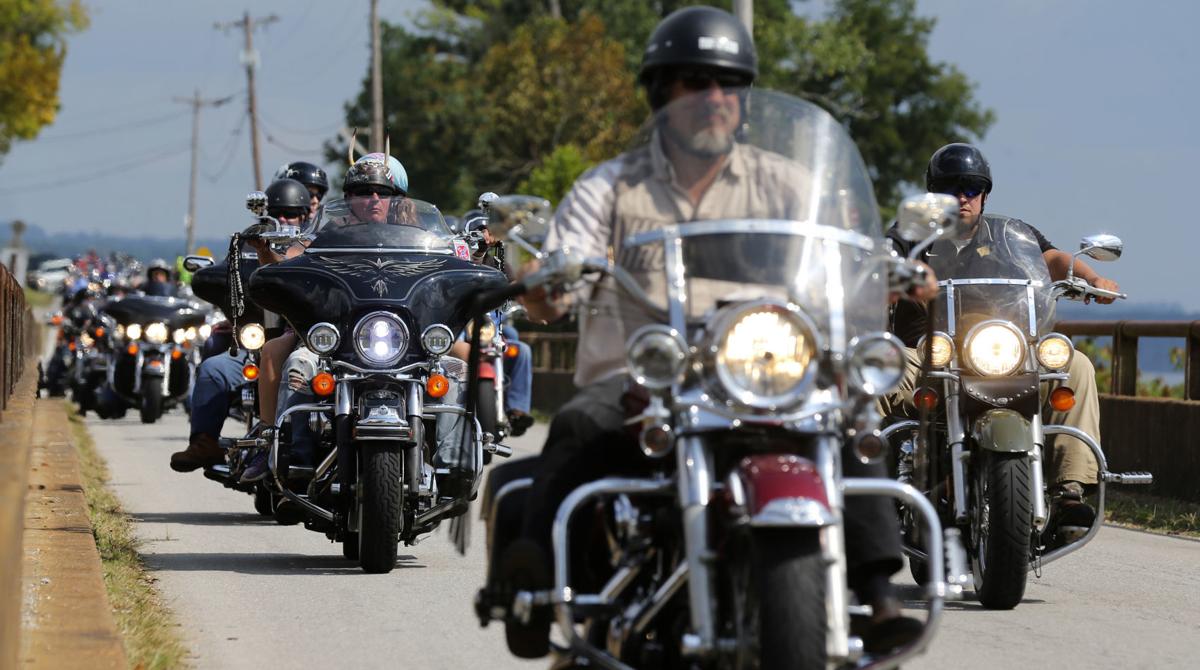 An image of several motorcycles who are participating in the Trail Of Tears.