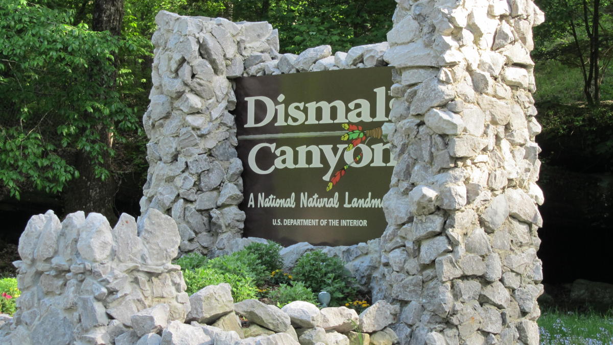 An image of the Dismals Canyon entrance.