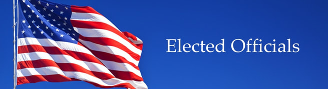 A blue image with an American Flag that says Elected Officials.